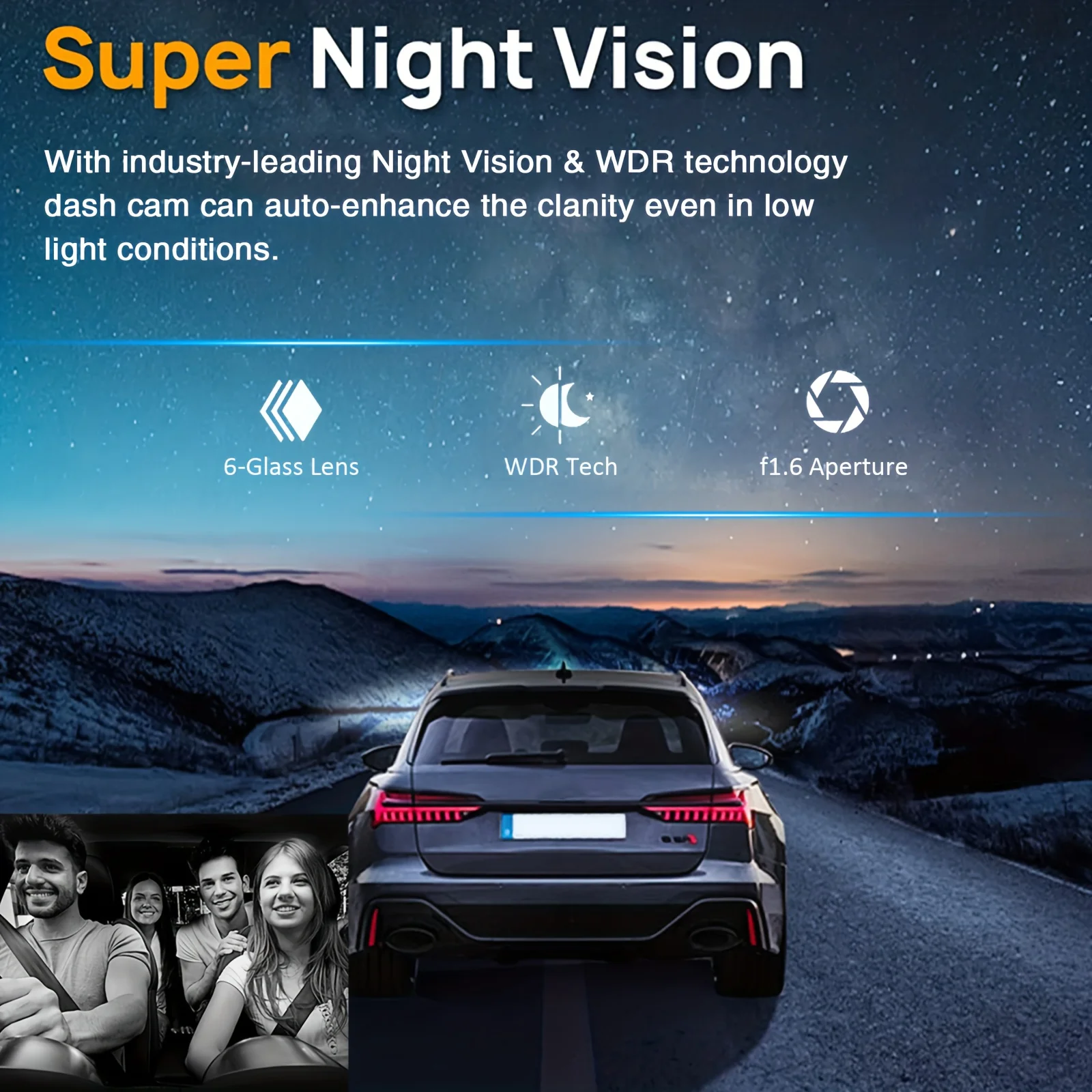 Dual Camera Car Dash Cam with WiFi and Night Vision