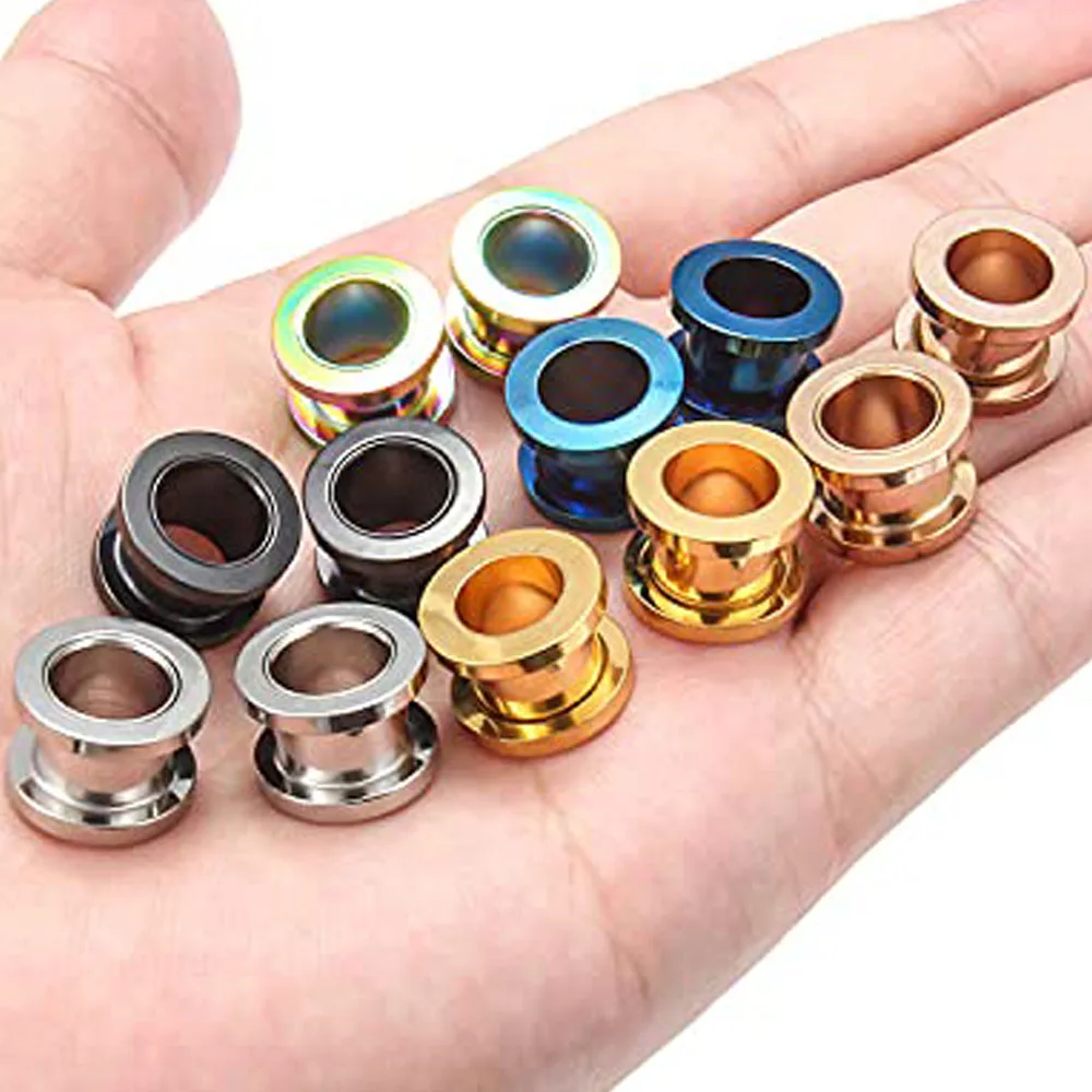 1 Paio Di Tunnel Circolari E Tappi Orecchini Dilatatori Dell'orecchio Per L'orecchio Anello In Acciaio Inossidabile Uomo Piercing Gioielli Accessori Da Donna