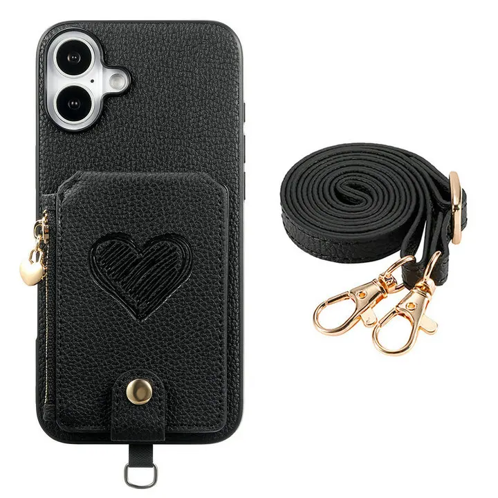 Crossbody Zipper Leather Wallet Case - Premium Back Cover