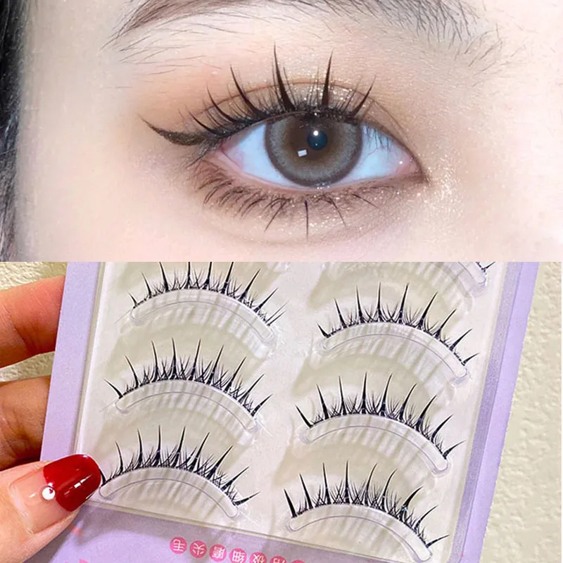 New 5 Pairs Natural False Eyelashes Cos Japanese Eyelashes Handmade Transparent Terrier Thick