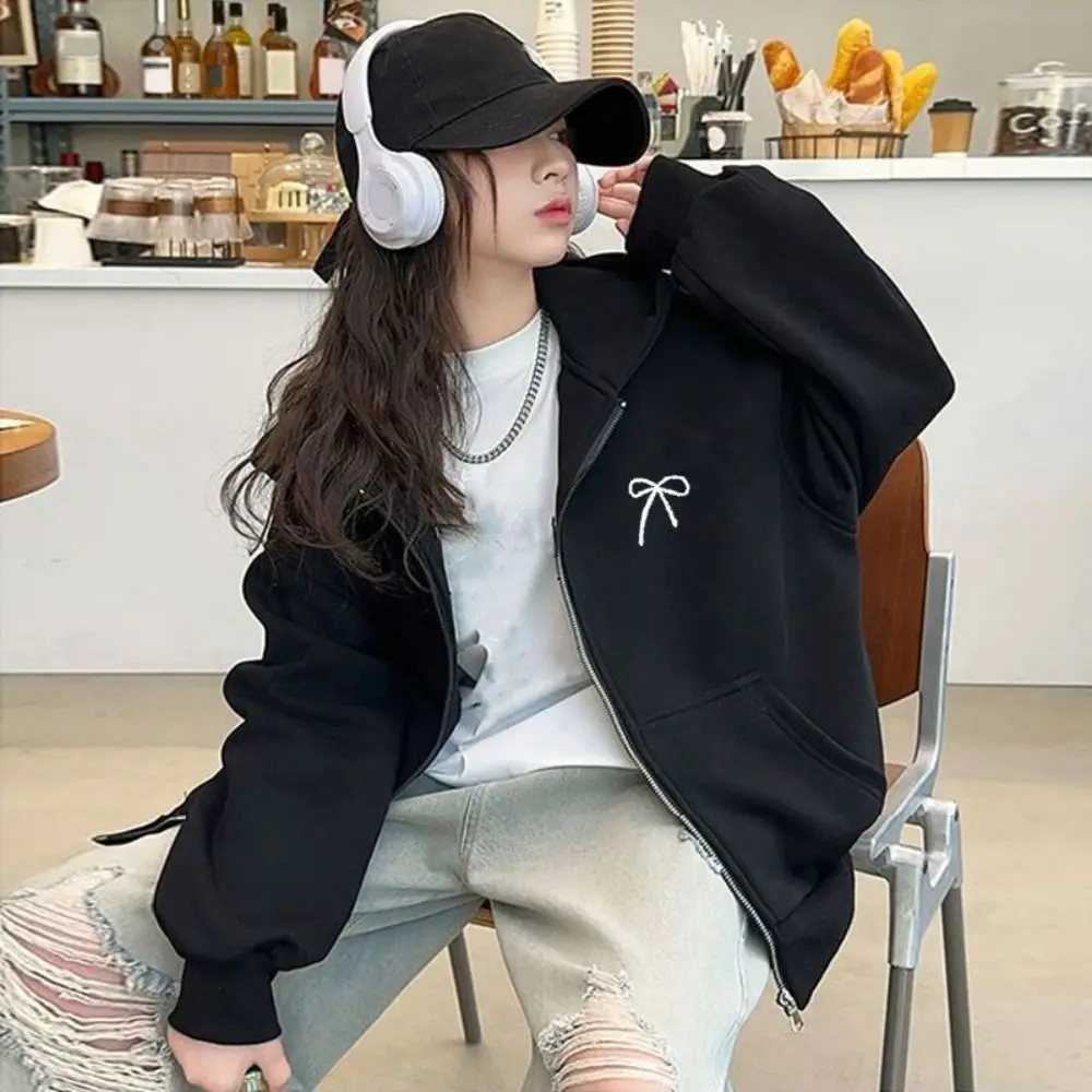 Fashion Sweet Bow Girl Bowknot Hoodie Child Long Sleeve Teens Autumn Hoodie Loose Coat Y2k Coat Girls Students