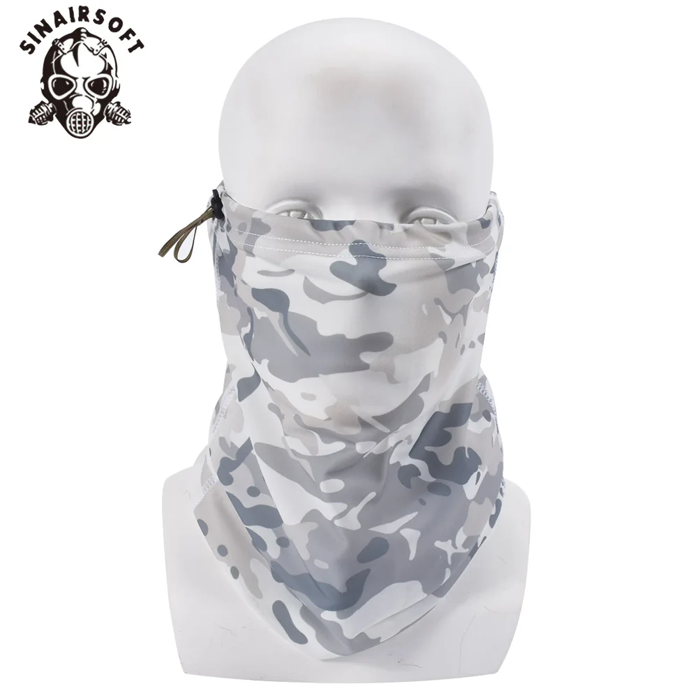 

SINAIRSOFT Military Army Airsoft Tactical Half Face Mask Camouflage Print Sport Hood Multifunction Breathable Headband Multicam