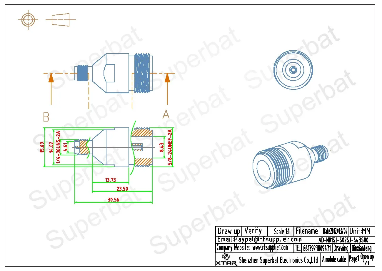 RF Coaxial Connector Adapter SMA to N Female Straight for Wireless Networking