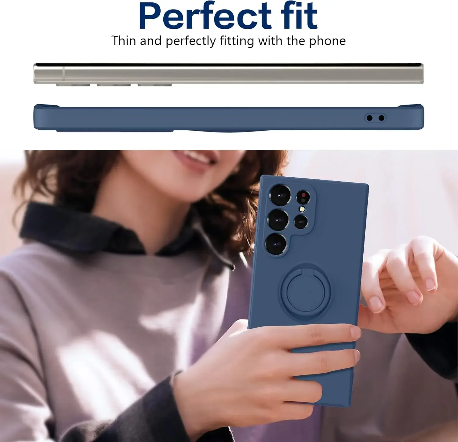 Premium Shockproof Phone Case with 360° Rotatable Ring Holder - Soft Silicone Protection