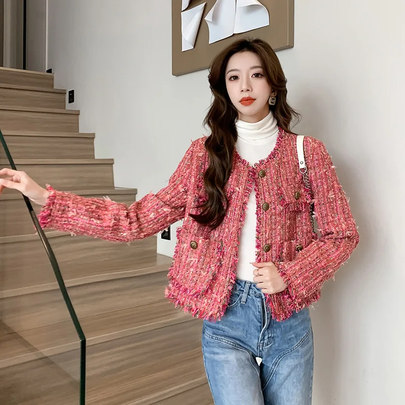 

Fragrant Coat Women's 2023 Autumn Winter New Long Sleeve Tweed Tassels Jackets High Quality