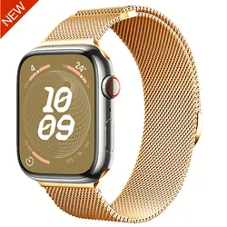 Premium Milanese Mesh Apple Watch Band Bracelet - Elegant Sport Strap for 38mm-40mm-41mm (Gold A)