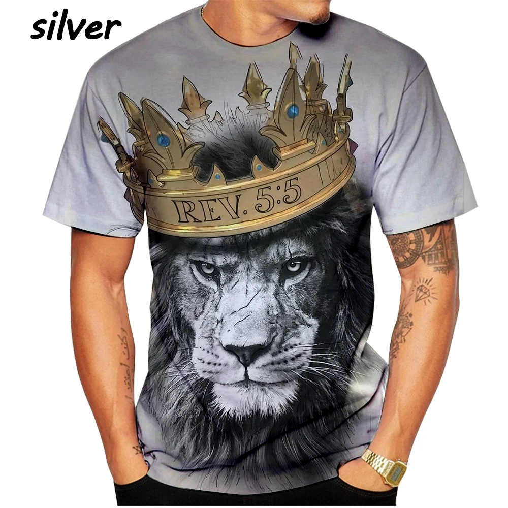 

Летняя мужская и женская футболка с 3D принтом льва, дышащая мягкая удобная футболка, уличная свободная 3d футболка