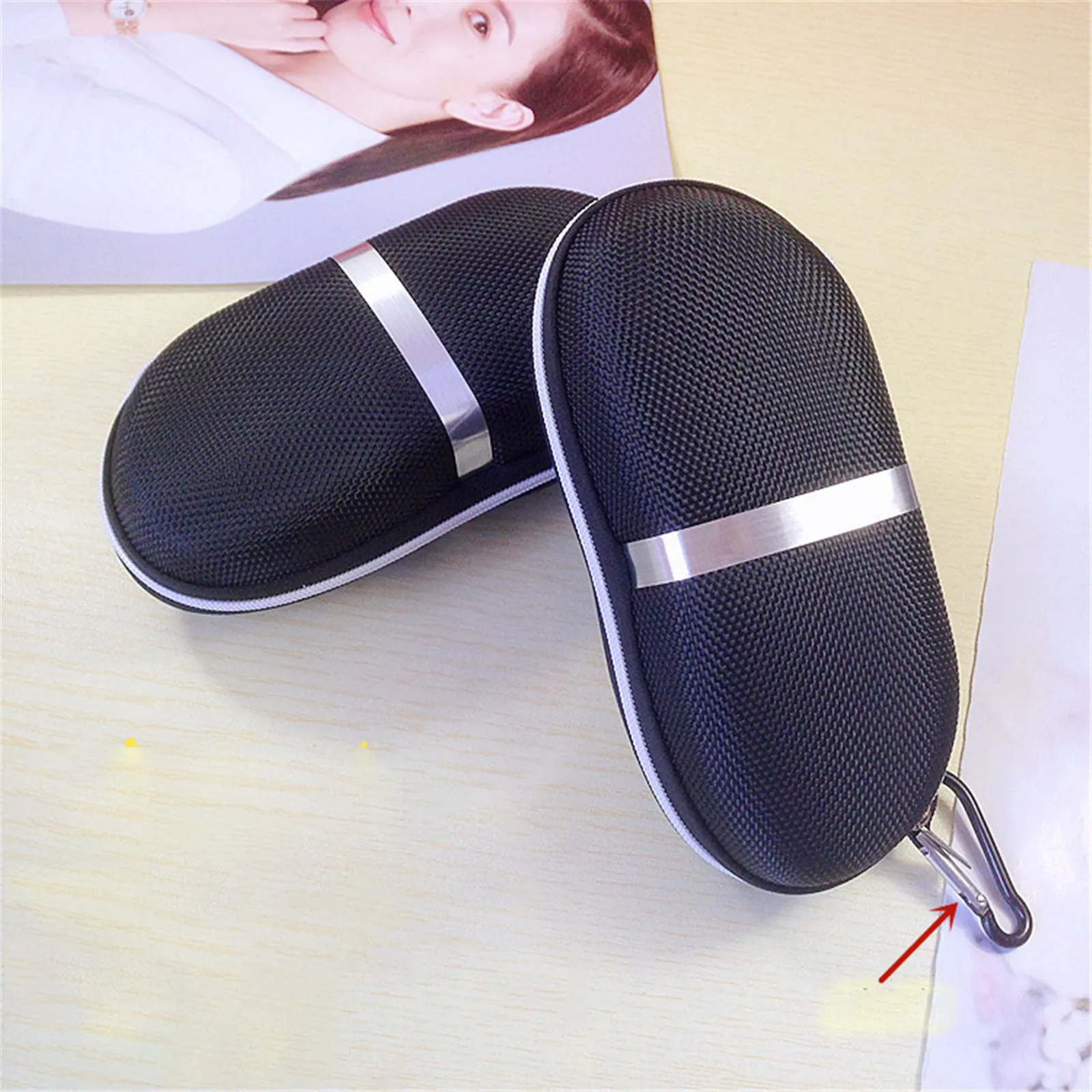 New Black Eyewear Cases Sunglasses Case For Women Glasses Box With Lanyard Zipper Glasses Case Hard For Men Glasses Cloth Bag