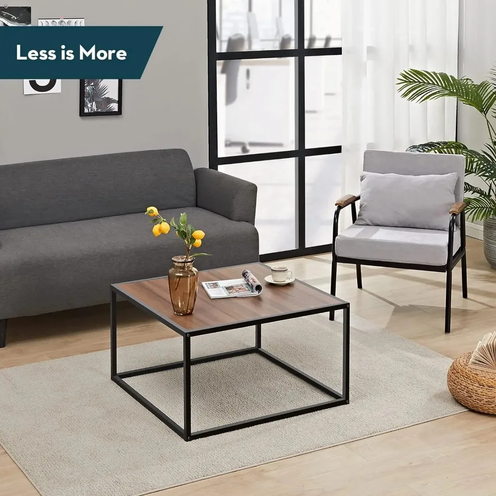 Farmhouse Coffee Table Rustic Wood Coffee Tables Mid Century Modern Coffe Tables for Small Spaces Simple Square Low Center 6