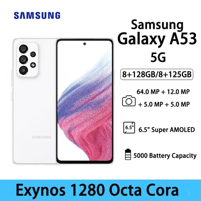 Original Samsung Galaxy A53 5G Smartphone Android Exynos 1280 Octa-core  120Hz Super AMOLED 5000mAh 25W Fast Charge Mobile Phone