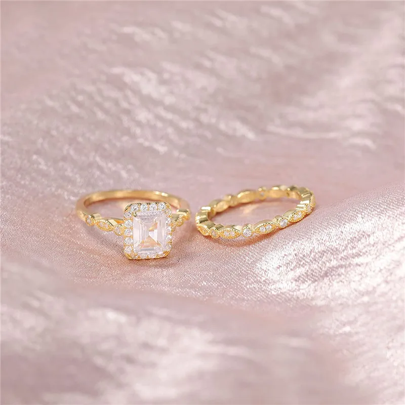 2CT 925 Sterling Silver Bridal Ring Sets Emerald Cut CZ Engagement Rings Vintage Promise Rings Marquise Wedding Bands for Women