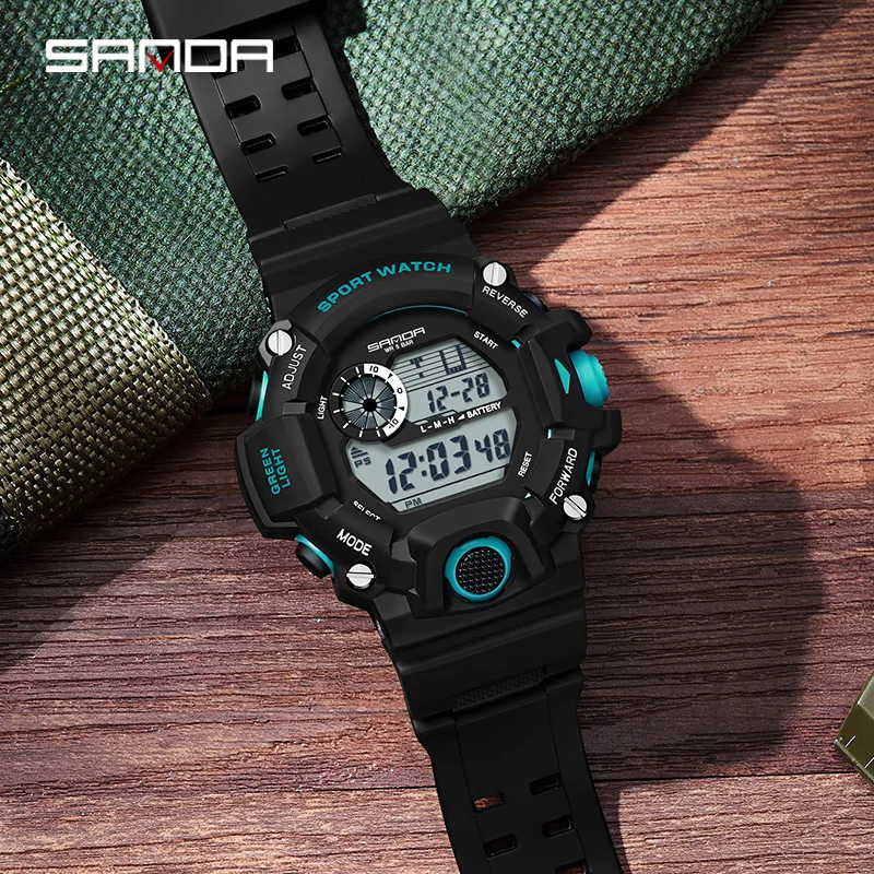 SANDA 326 New Arrival Electronic Digital Movement Luminous Led Display Dial Outdoor Sports Waterproof Men Wrist Watch 6