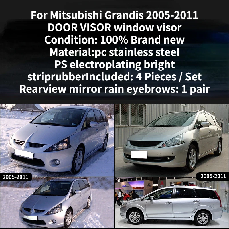 DOOR VISOR Window Visor for Mitsubishi Grandis 2005-2011 Accessories Weather Guard Door Visor Vent Shades Door Vent Shades