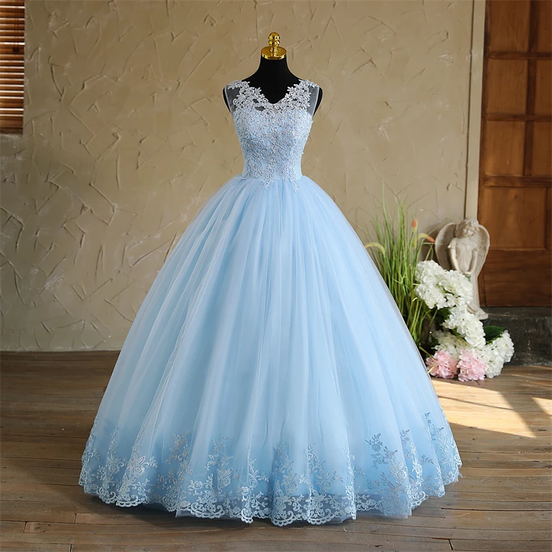 blue dress for baby girl May Queen LK199 - Floral-Detailed Quinceanera Gown 12 / Blush main image 1