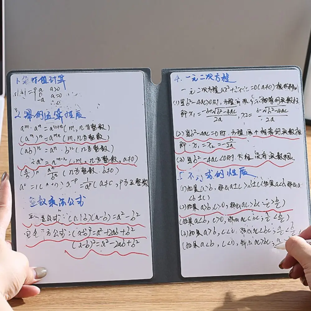 재사용 가능한 화이트보드 노트북, PU 가죽 메모 패드, 화이트보드 펜 지우기 천, 휴대용 주간 플래너, A4/A5