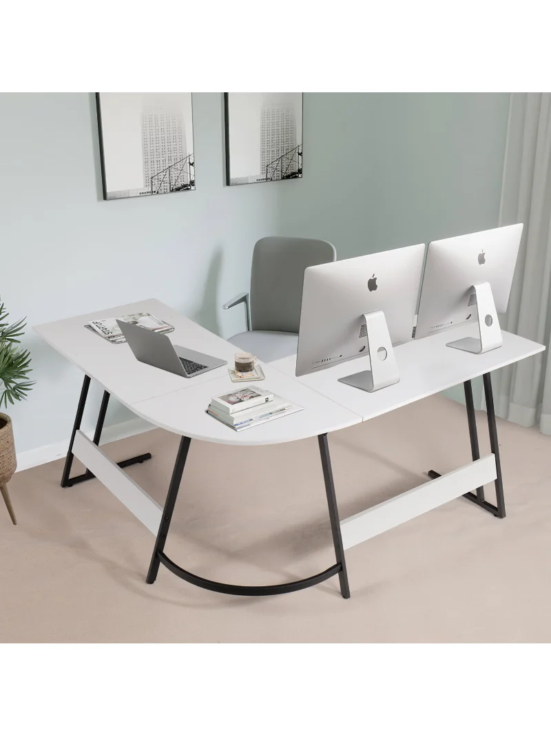 

Lacoo Home Office Writing Desk Modern L-Shape Computer Desk, White