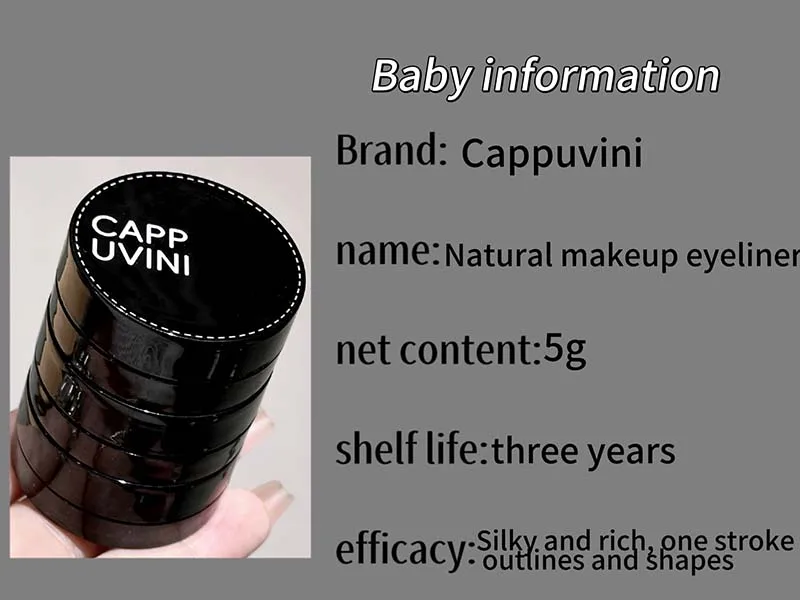 Description Picture 6 of itemNatural Black Eyeliner Gel Cream with Brush Waterproof Lasting Non Smudging Matte Brown Easy Wear Eyebrow Silkworm 3 in 1 Makeup