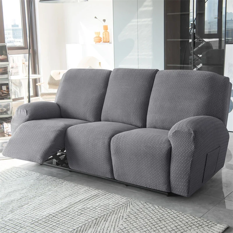 1/2//3 Seater Recliner Sofa Cover Jacquard Solid Color Stretch Couch Coushion Lazy Boy Relax Sofa Slipcover for Living Room Home 6