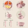 5PCS Baby Silicone Tableware Set Suction Bowl Plate Soft Utensils Sippy Cup Baby Stuff Feeding Training Sets For Baby 6