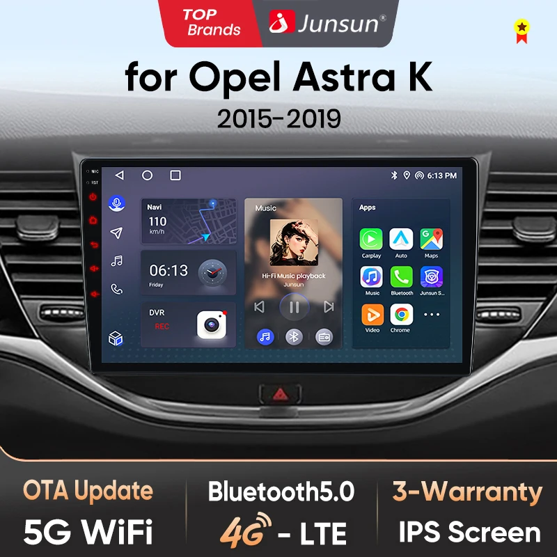 Junsun-Radio con GPS para coche, CarPlay inalámbrico con IA, Navi, BT, DSP, RDS, FM, para Apple, Android, para Opel Astra K 2015, 2016, 2017, 2018, 2019 1