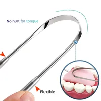 1/2/4 Pcs Reusable Stainless Steel Useful Tongue Scraper Cleaner Fresh Breath Cleaning Coated Tongue Oral Hygiene Care Tools 3