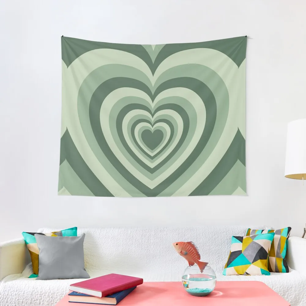 

Sage Green Hearts Tapestry Cute Room Decor Room Aesthetic