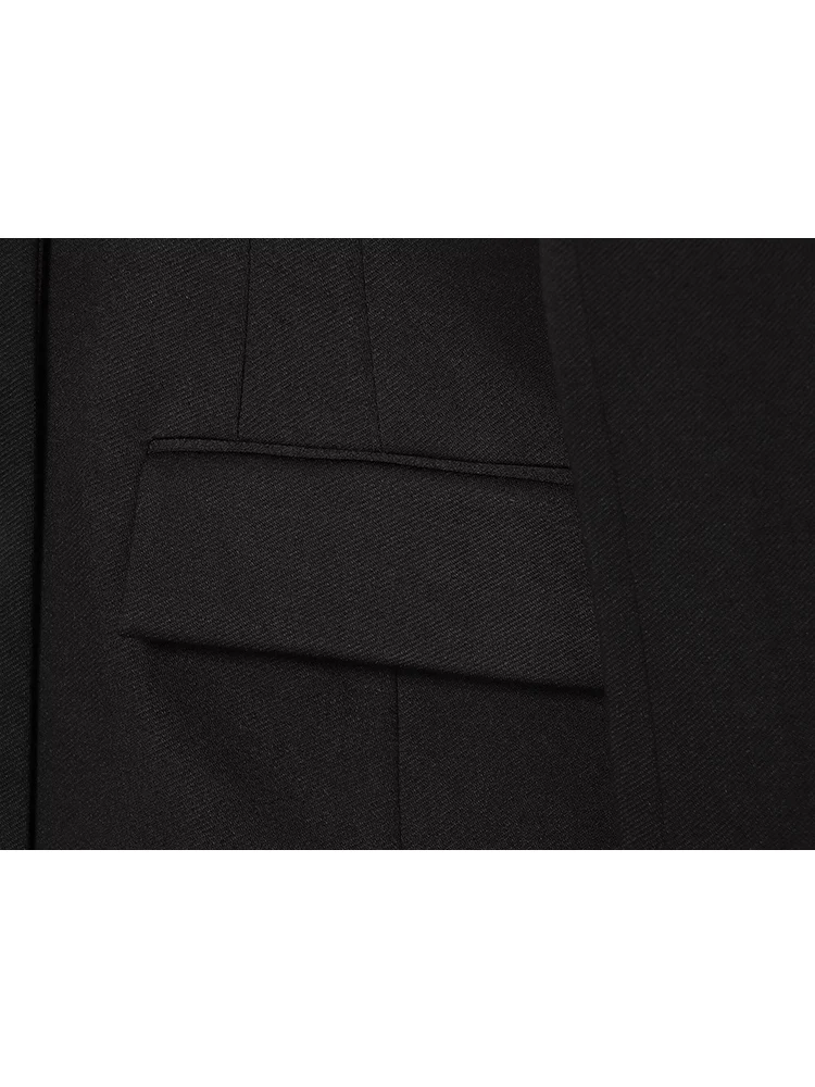 New Women V-neck Blazer Jacket Fashion Solid Long Sleeve Single Breasted Elegant Shoulder Pad Female Commute Office Streetwear