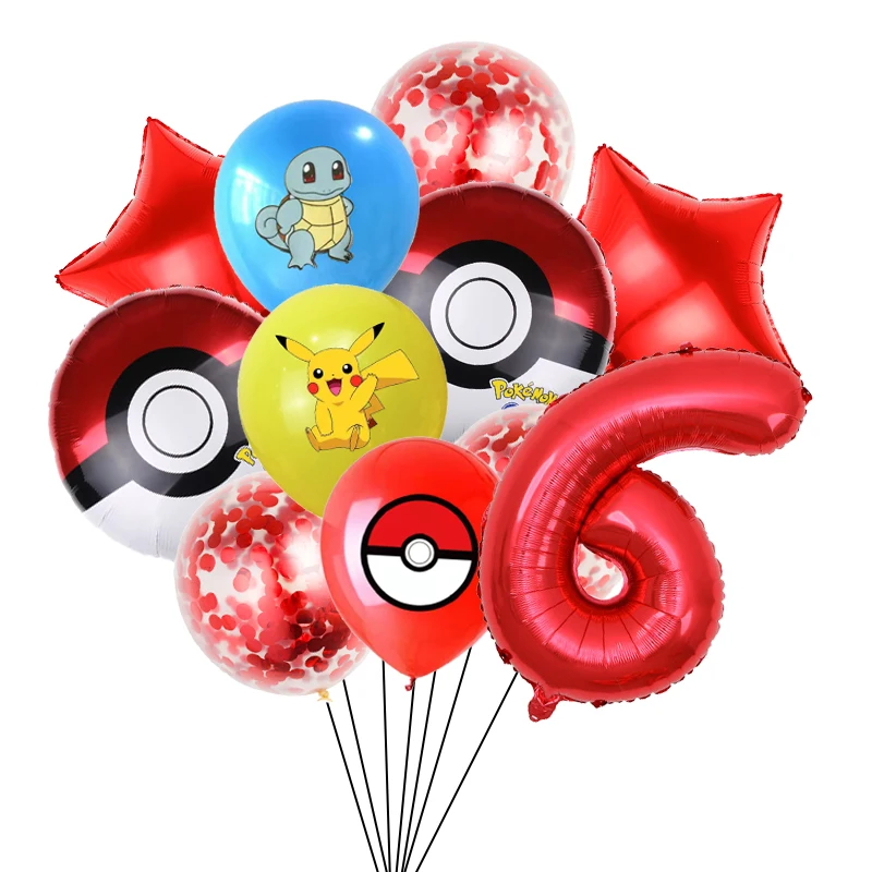 Ballon à Thème Pokémon, Décoration d'Anniversaire, Pikachu, Chiffre,  Enfant, Garçons, Fournitures de ix, Jouets, 1 à 9 Ans, 34 Pièces/Ensemble