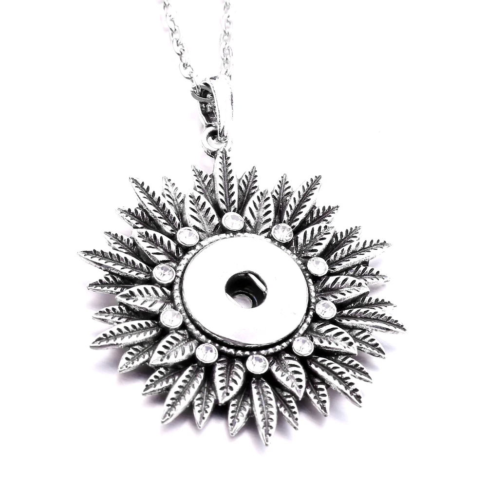 10pcs Retro Owl Leaf Flower Snap Button Necklace Jewelry Vintage Metal 18mm 20mm Snap Button Pendant Necklace