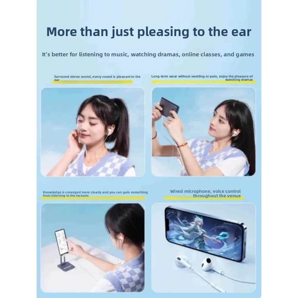 Baseus 3.5mm 유선 이어폰 스테레오 베이스 헤드셋(마이크 포함) 전화 태블릿 노트북 데스크탑 PC용 핸즈프리 이어버드