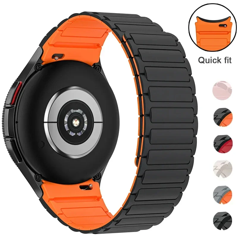 

Ремешок магнитный для Samsung Watch 6 5 4 40 мм 44 мм, силиконовый быстросъемный браслет для часов 5 Pro 45 мм 6 4 Classic 43 47 мм 42 46 мм