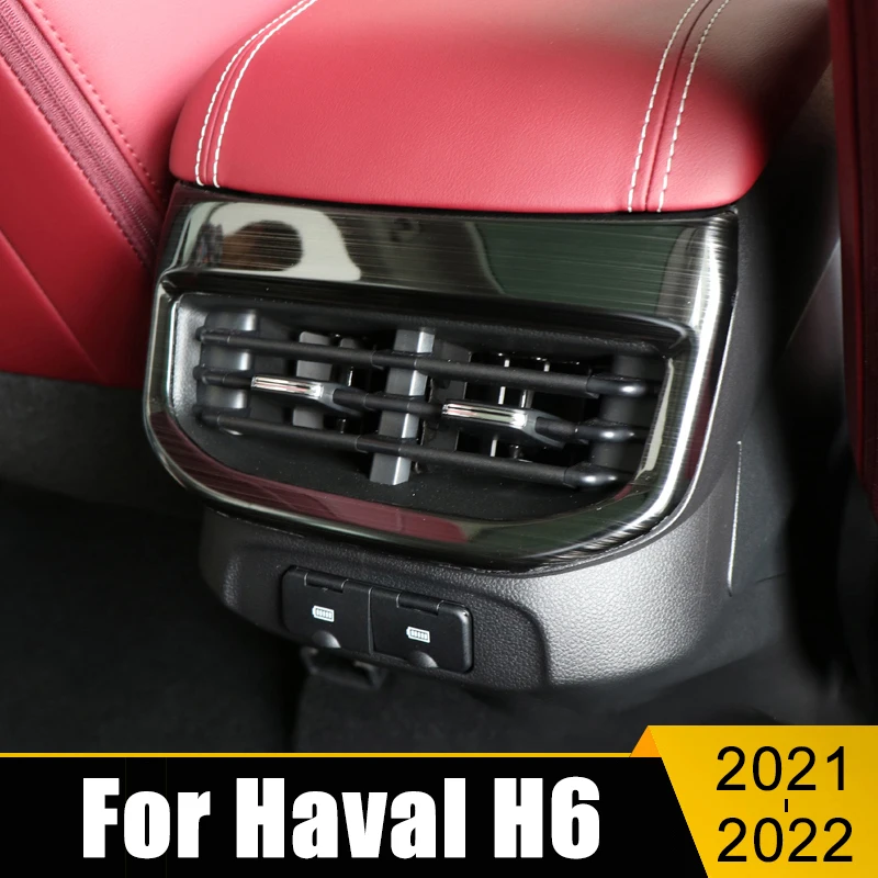 

For Haval H6 2021 2022 Stainless Car Rear Seat Console Air Conditioner Outlet Frame Cover Trim Garnish Stickers Case Accessories