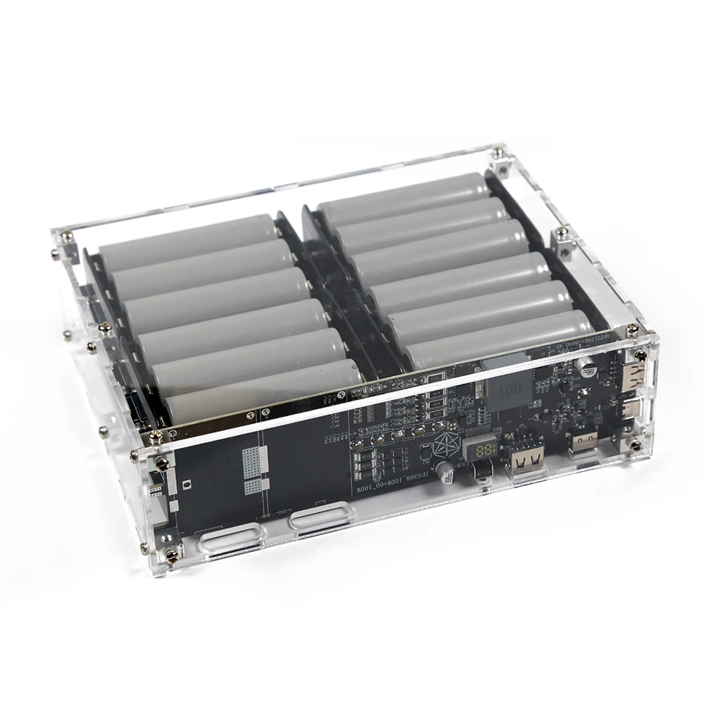Power Bank Case DIY 24 Cell 18650/21700 120000mah IP5389 Two-way No Welding Without Battery 100W 120W 60W Laptop Fast Charging Power Bank Case