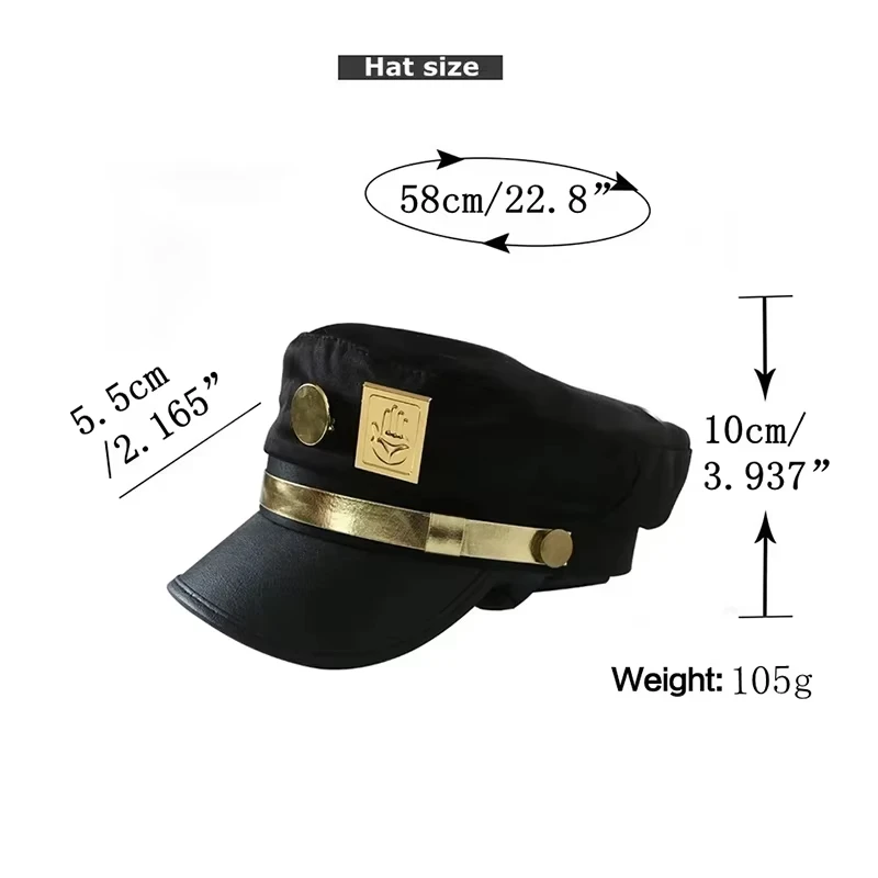 Anime JoJo's Bizarre Adventure Kujo Jotaro Cosplay Cap Unisex Adult Metal Badge Hat Prop baseball caps,cosplay hat,baseball hat