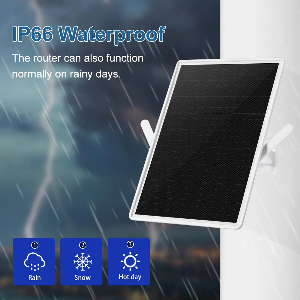 15W Solar Powered WiFi Router 2.4Ghz WiFi Hotspot Modem Router 300Mbps WiFi Repeater Outdoor Wireless Router for Outdoor Camping - 5