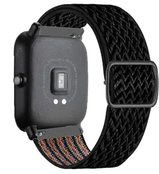 Nylon Loop Adjustable Elastic Bracelet Strap - 20mm/22mm for 20mm watch band (Official black)