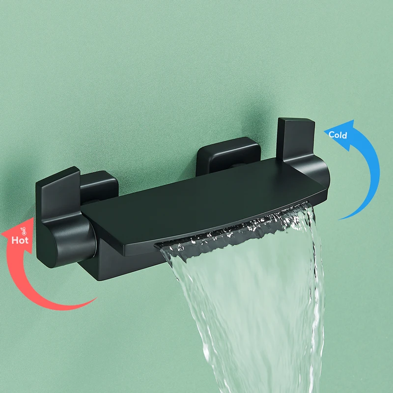 Fmhjfisd Bathtub Spout Concealed Waterfall Bathtub Shower Faucet Wall Mounted Tub Mixer Tap Brass Bathroom Accessory shower set bathtub faucet shower faucet
