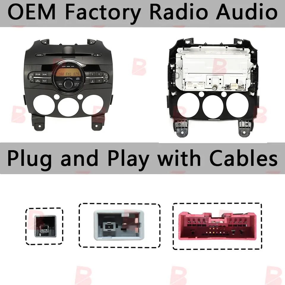 Car Radio Fascia Frame For Mazda 2 2007-2014, Black ABS Replacement On - View #6