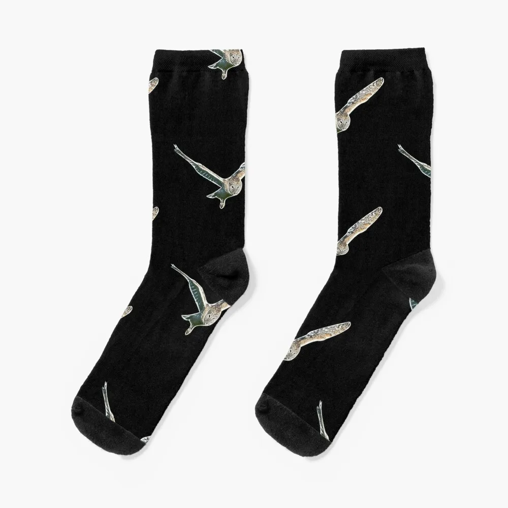 Barn Owl Flying White Alternate Print Socks essential Compression stockings Socks set tennis Mens Socks Women's flying to cannes kit