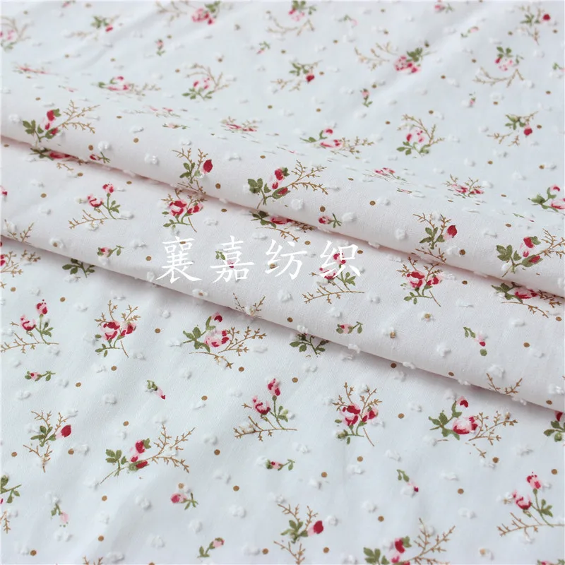 작은 꽃무늬 장미 코튼 폴카 도트 원단 150x50cm 어린이 의류 여성 블라우스 스커트 DIY 컷 셔츠 홈 데코
