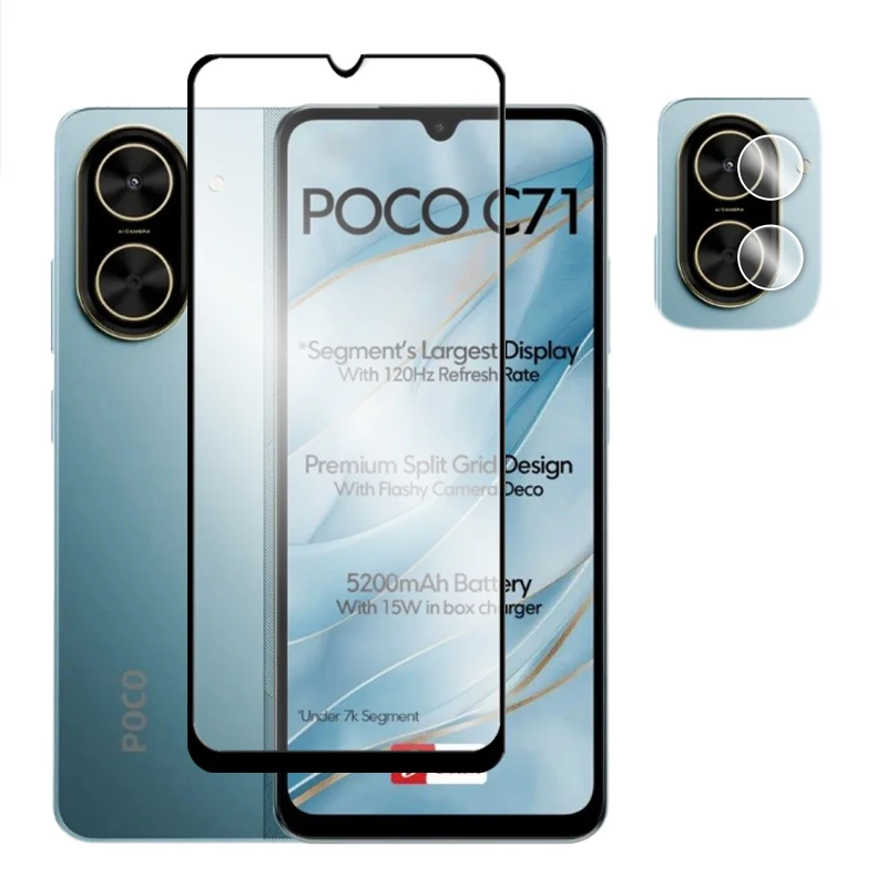 6-in-1 Tempered Glass Screen Protector and Lens Film Set - 2.5D Full Coverage