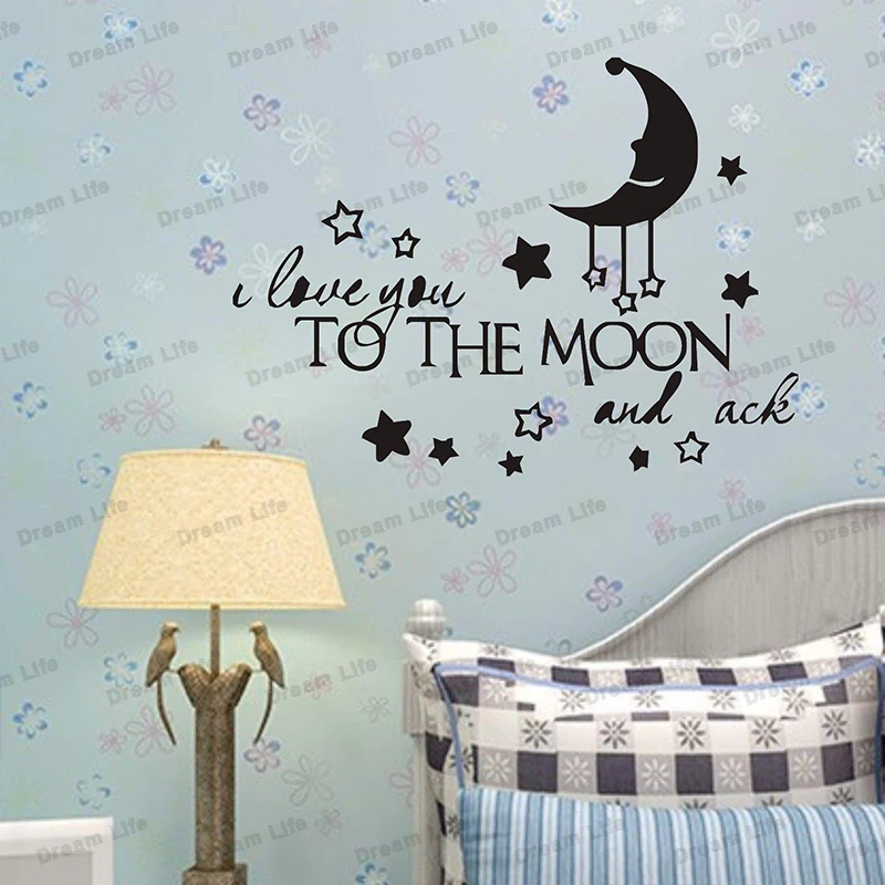 

Moon Star Stickers Love You To The Night Wall Stickers Wall Decoration Vinyl Stickers For Kids Rooms Removable Wall Decal