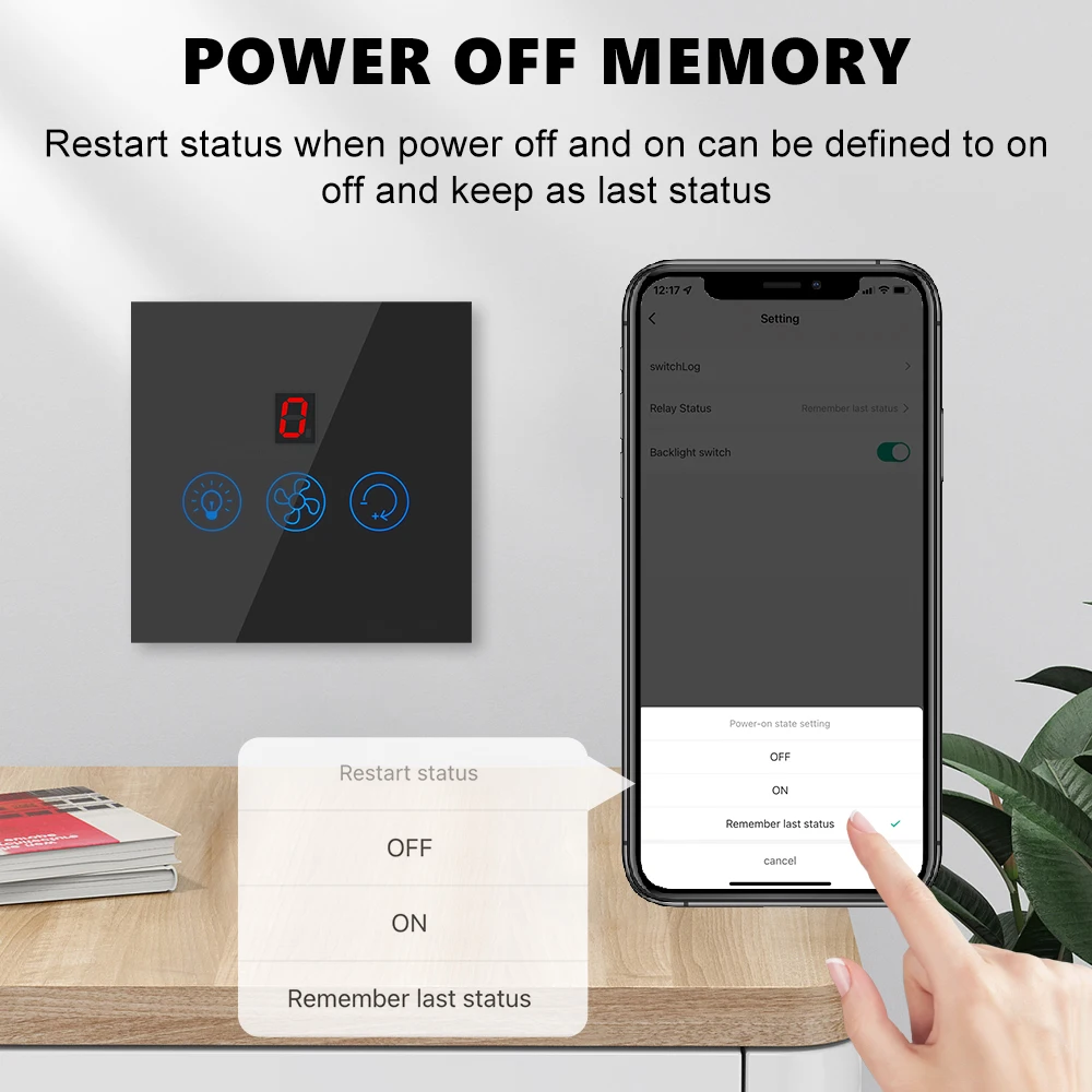 Smart WiFi Touch Switch Fan Speed Control