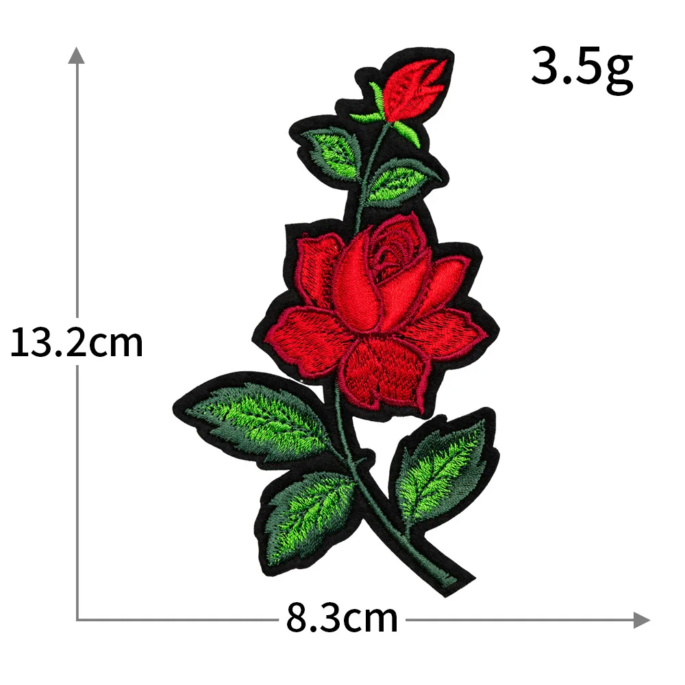 Red Rose Embroidery Patch - Decorative DIY Cloth Accent for Fashion & Accessories
