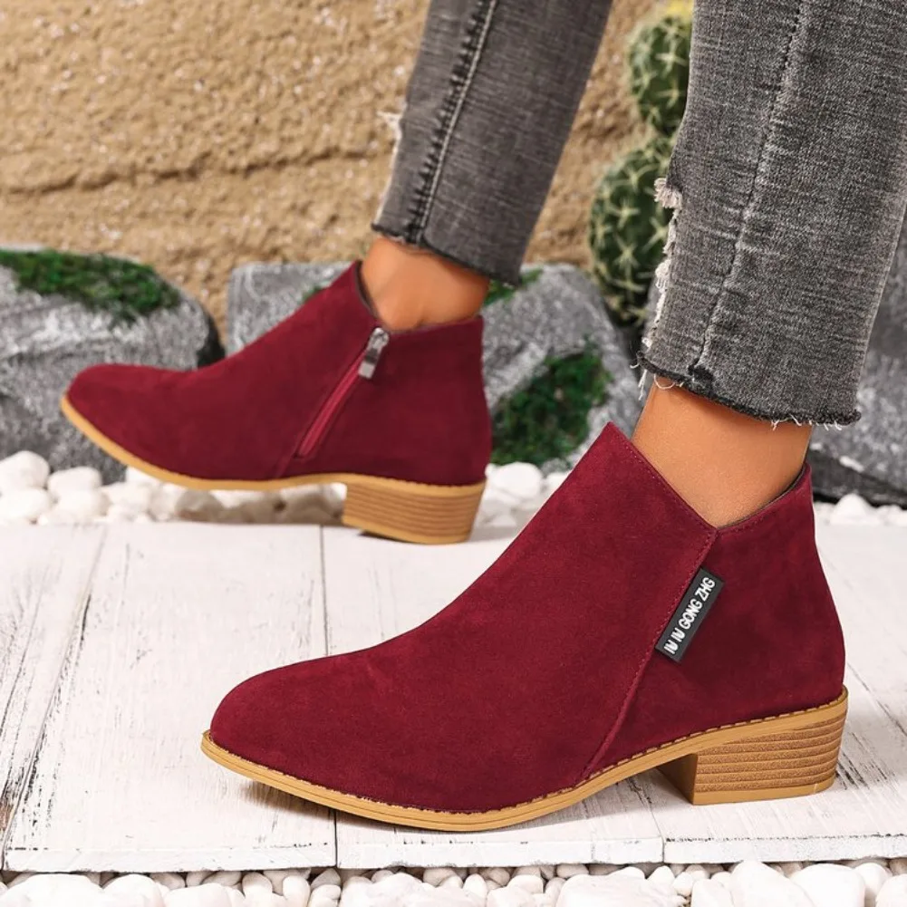 Women's Boots Thick Sole Ankle Boots Fashion Comfortable Snow Boots for Women Side Zipper Short Boot Plus Size Platform Shoes