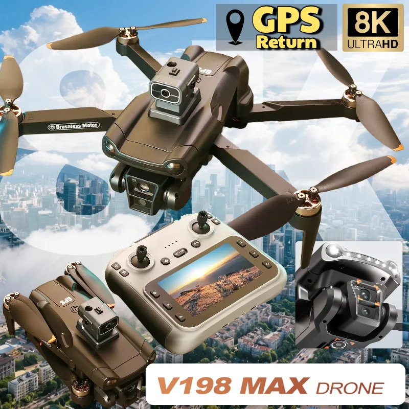 Drone GPS V198MAX Originale con Fotocamera Professionale 8K, FPV Aereo, Evitamento Ostacoli Laser e Telecomando con Grande Schermo - immagine 2
