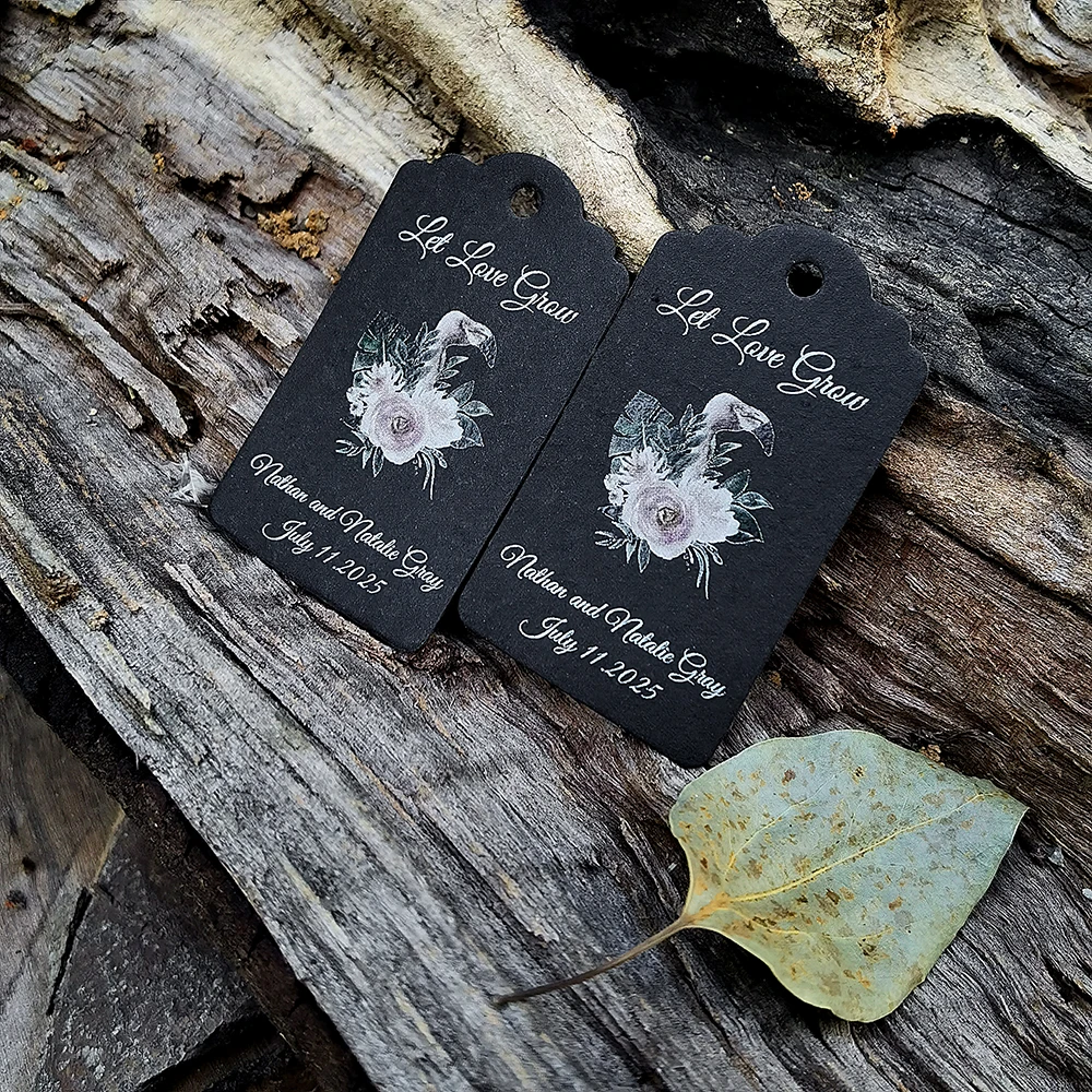 

BJ20-35x62mm Paper Label Customization Let Love Grow Wedding Invitations Hang Tags For Handmade Items Christmas Gift Tags