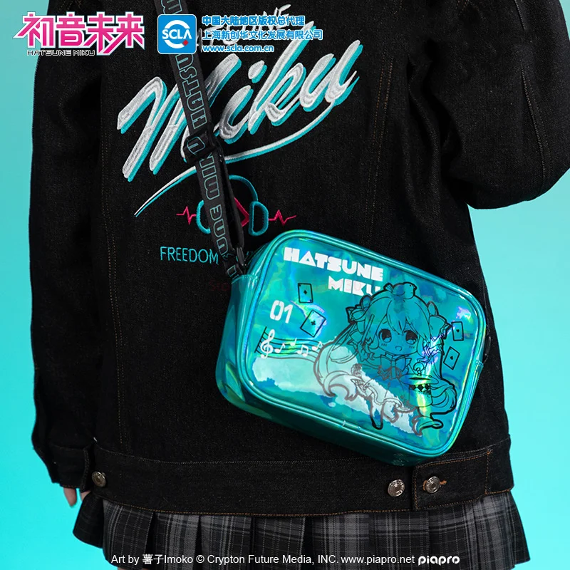 

Original Anime Hatsune Miku Shoulder Bag Magic Laser Figure Packbag Large Capacity Student Diagonal Strap Bag for Girls Toy Gift