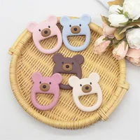 1PC Silicone Teether Baby Kawaii Bear Shape Teether Toy Ring Baby Shower Gift Food Grade Children’s Teething Toys Baby Stuff