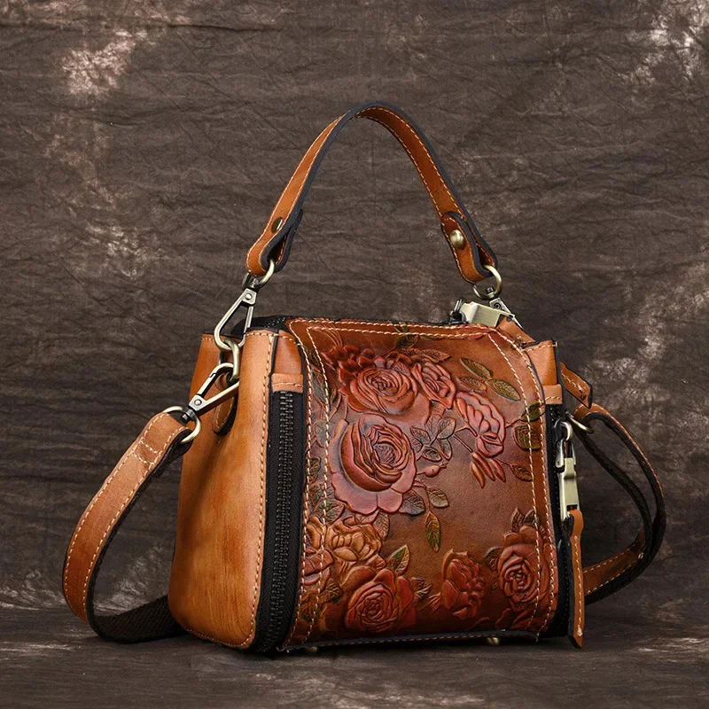 

Fashion Genuine Leather Women's Handbag Vintage Embossing Female Shoulder Messenger Cowhide Crossbody Bag